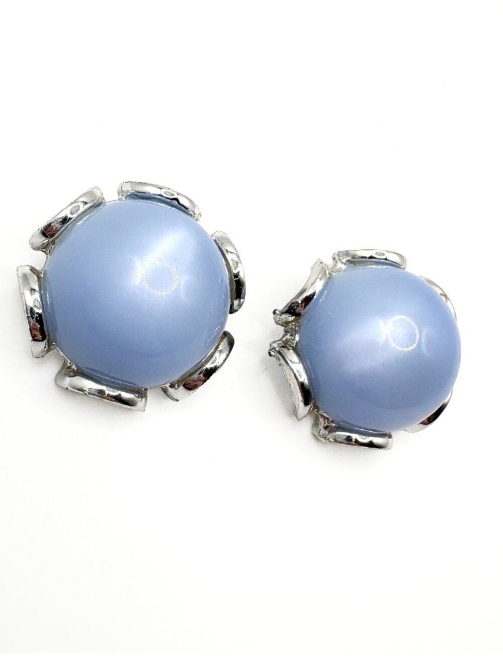 Vintage Pale Blue Moonglow Thermoset Lucite Earrings